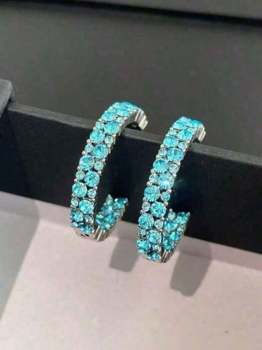 Nordstrom Turquoise Crystal Hoop Earrings